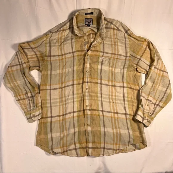 Faconnable Multicolor Striped Linen Button Down Shirt Size Medium - Picture 1 of 4